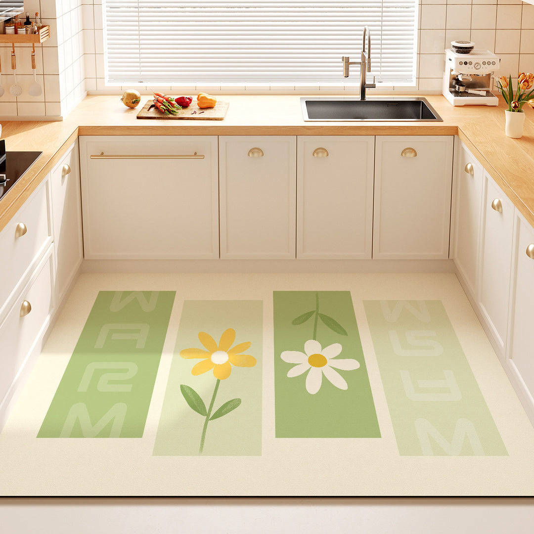 Decorative Floral Quote Kitchen Mat for Home