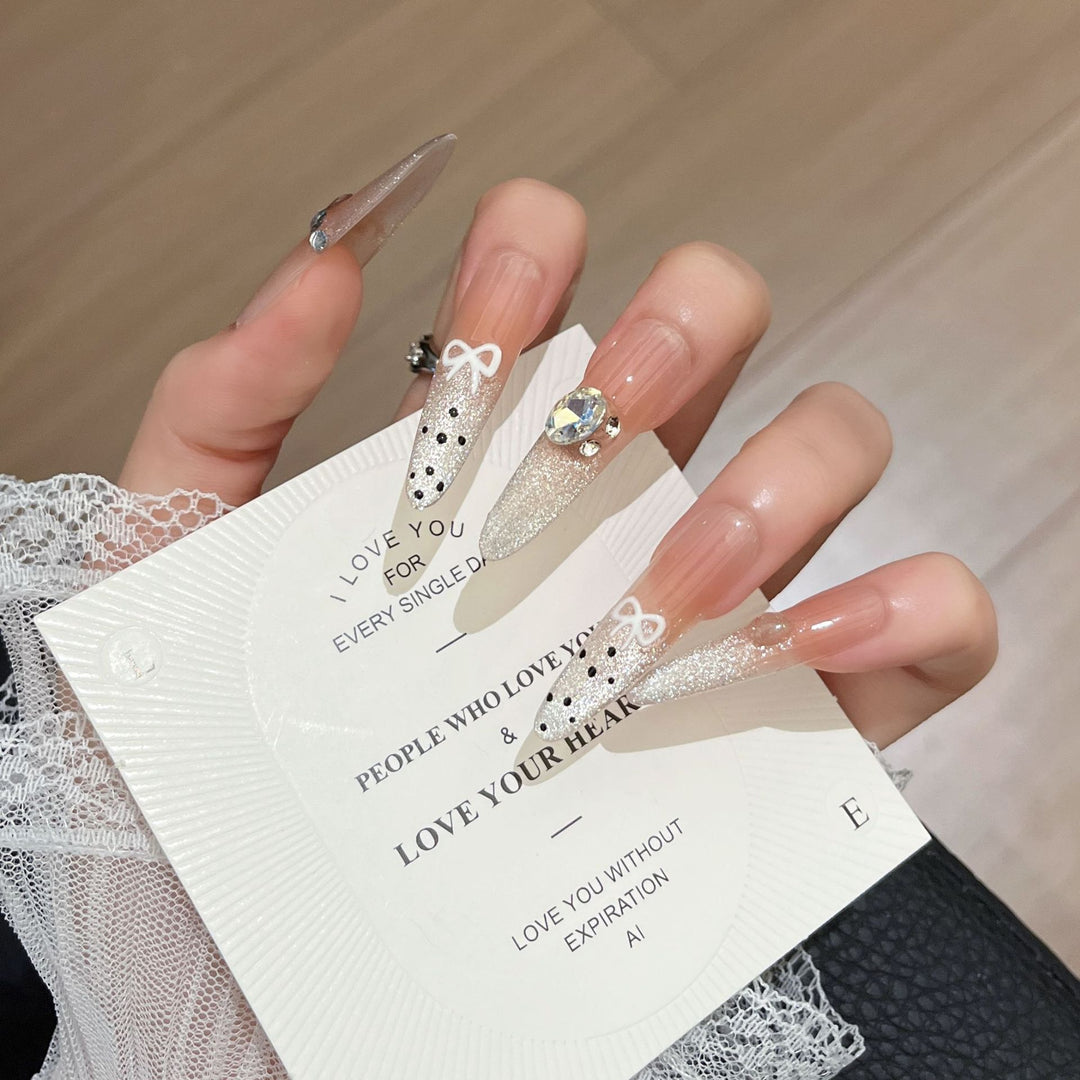 Glamorous Crystal-Studded Stiletto Press-On Nails Kalsten