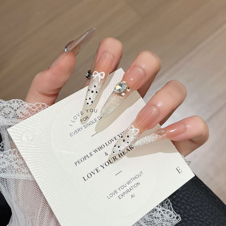 Decorative Press-On Nails with Gem Accents Kalsten