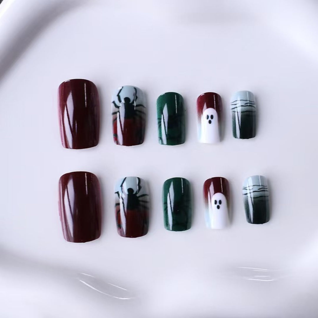 Creepy Art Nails with Spider and Ghost Designs Kalsten