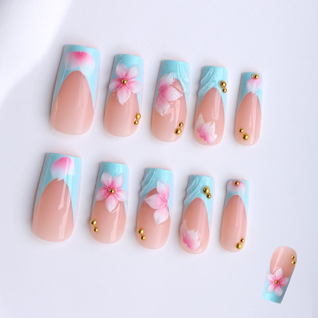 Artificial nails with floral motifs and modern design Kalsten