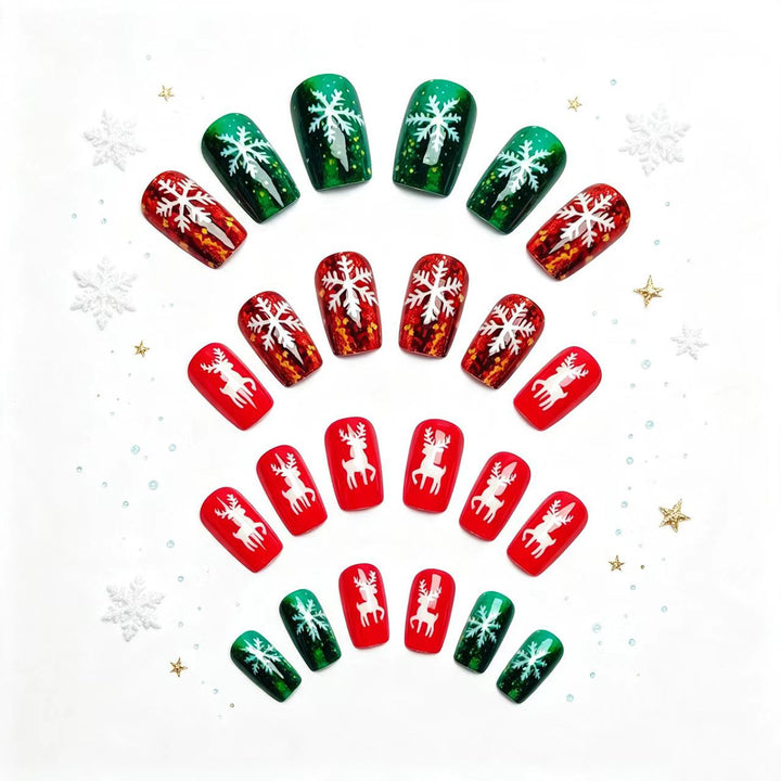 Artificial nails in festive reindeer and snowflake design Kalsten