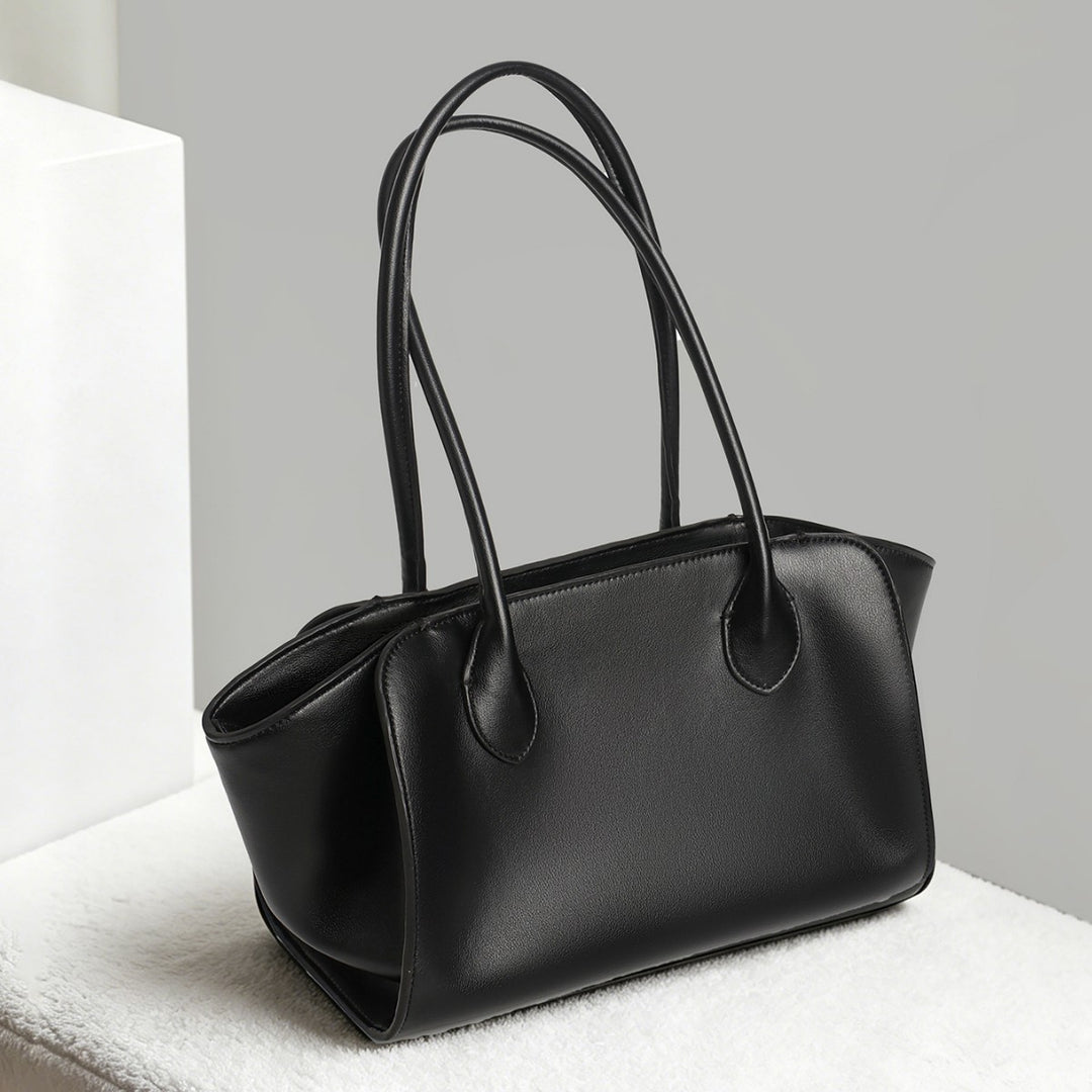 Structured Leather Top-Handle Tote with Long Shoulder Straps