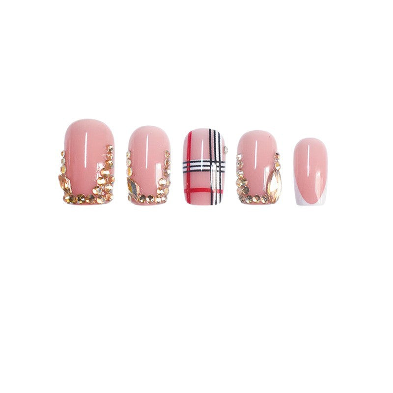 Decorative Press-On Nail Art with Gold Accents Kalsten