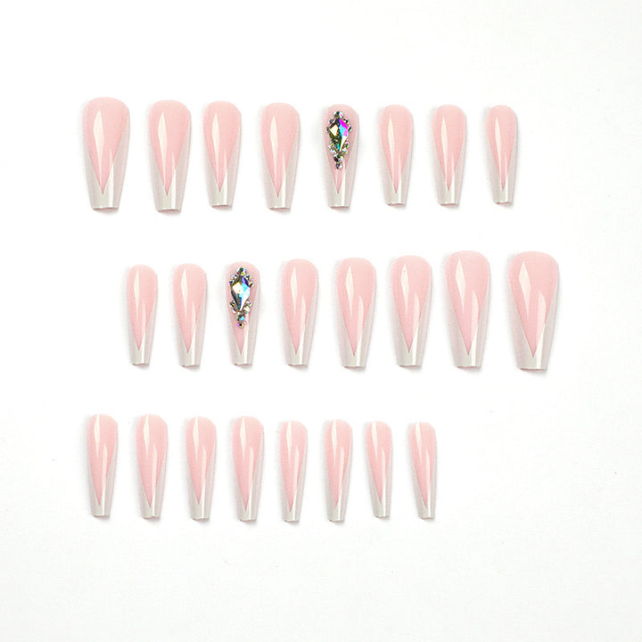 Artificial nails with elegant tips and rhinestone detail Kalsten