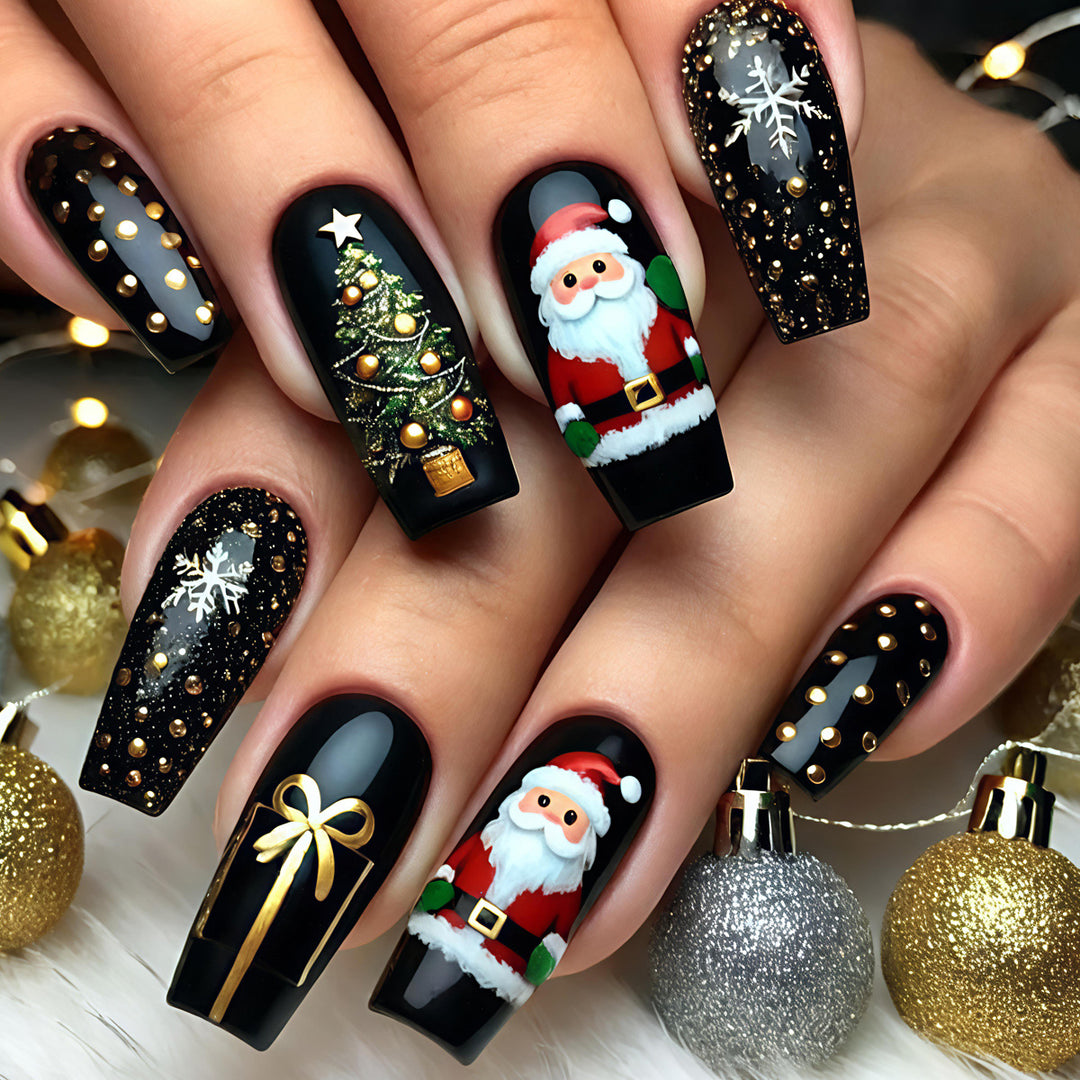 Artificial nails with festive Christmas motif Kalsten