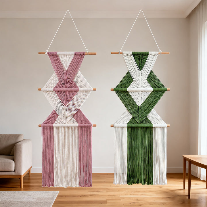 Macramé Wall Decor with Geometric Pattern Kalsten