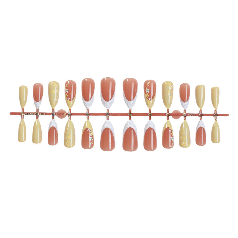 Premium Artistic Press-On Nail Set with Floral and Gem Accents Kalsten