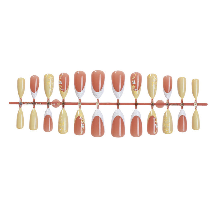 Premium Artistic Press-On Nail Set with Floral and Gem Accents Kalsten