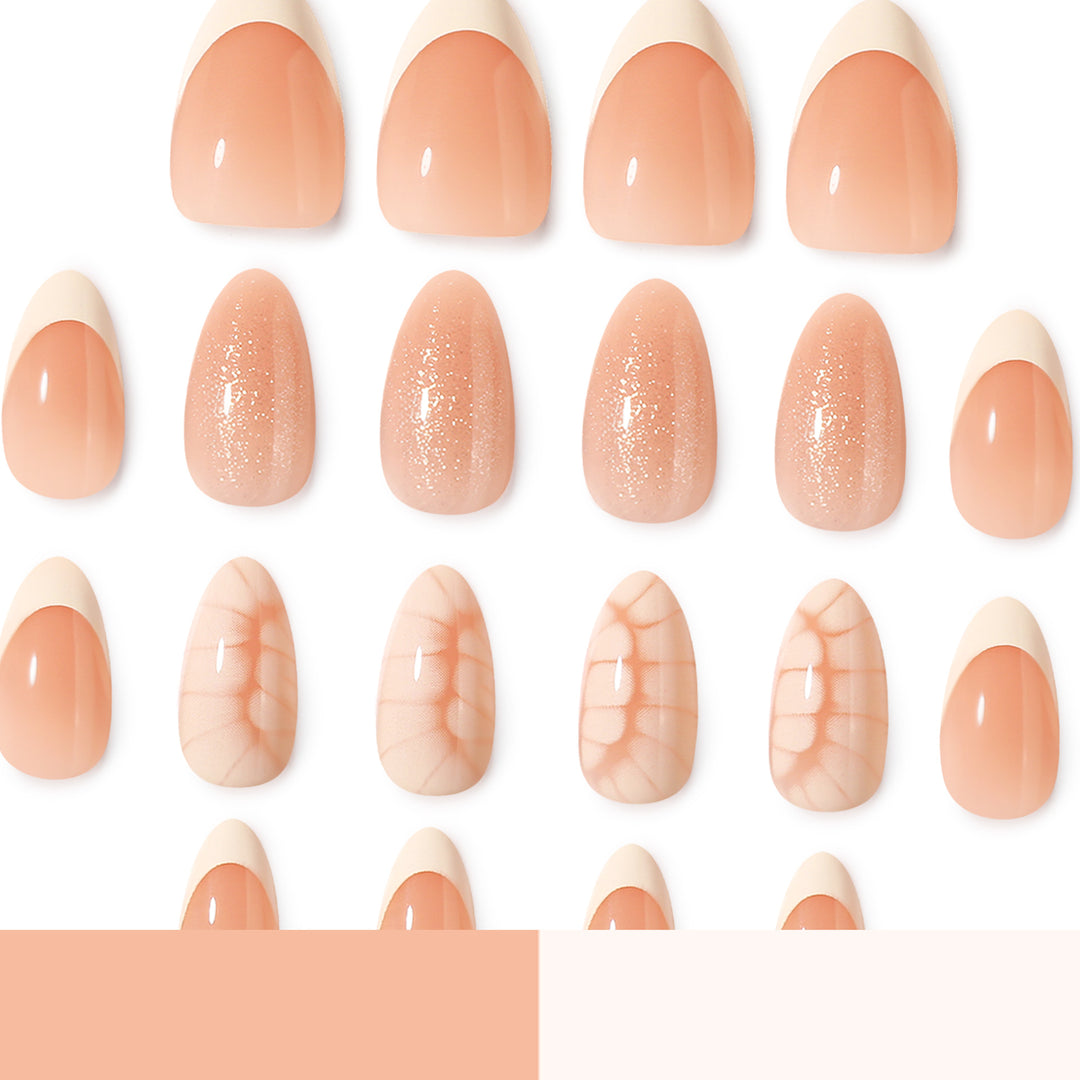 Artful nail extensions with shimmering glitter and unique design Kalsten