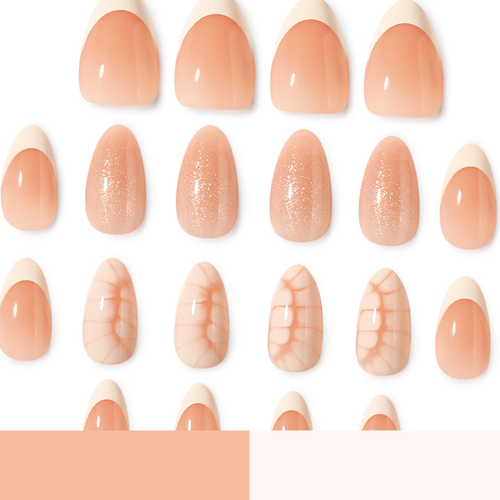 Artful nail extensions with shimmering glitter and unique design Kalsten
