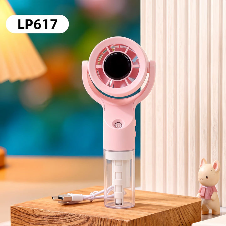 Women Portable Spray Fan with USB Charging Function and Ergonomic Handle Kalsten
