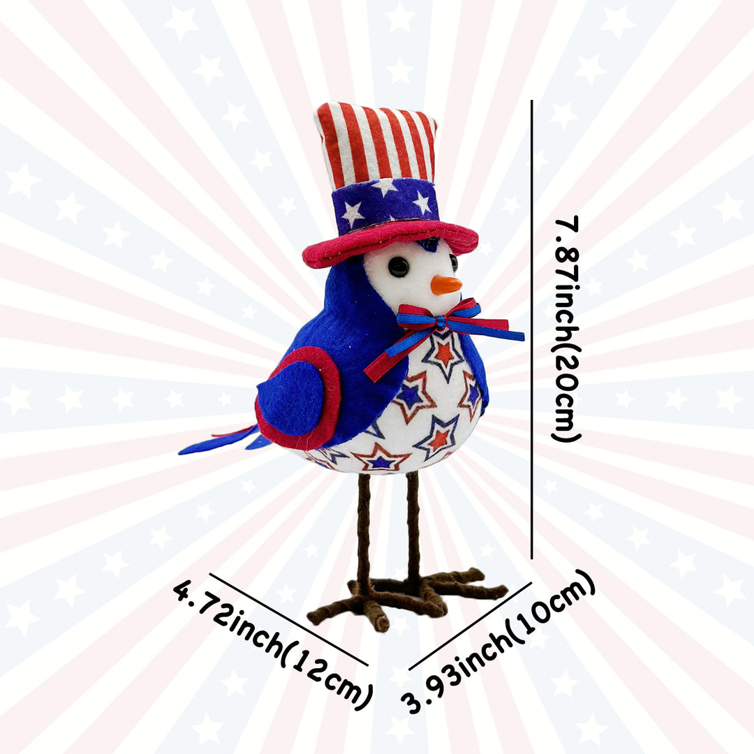 Unisex nan patriotic plush tabletop bird decor with wire legs and top hat Kalsten