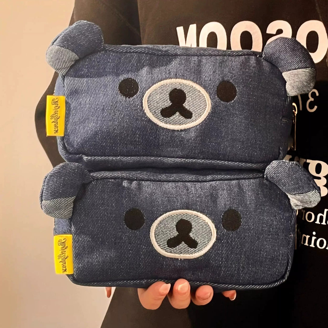 Cute Bear-Shaped Denim Pencil Case