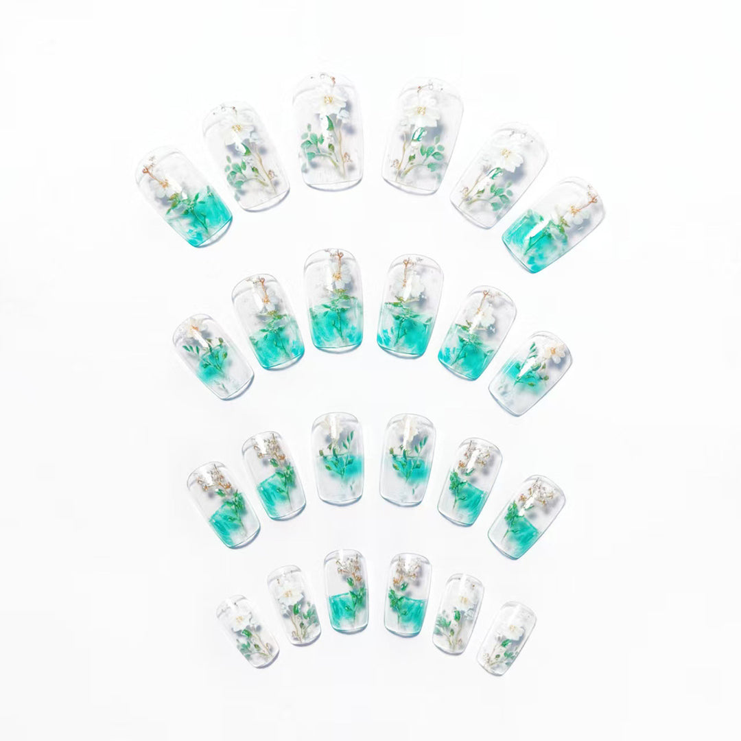 Artificial nails with botanical flower design Kalsten
