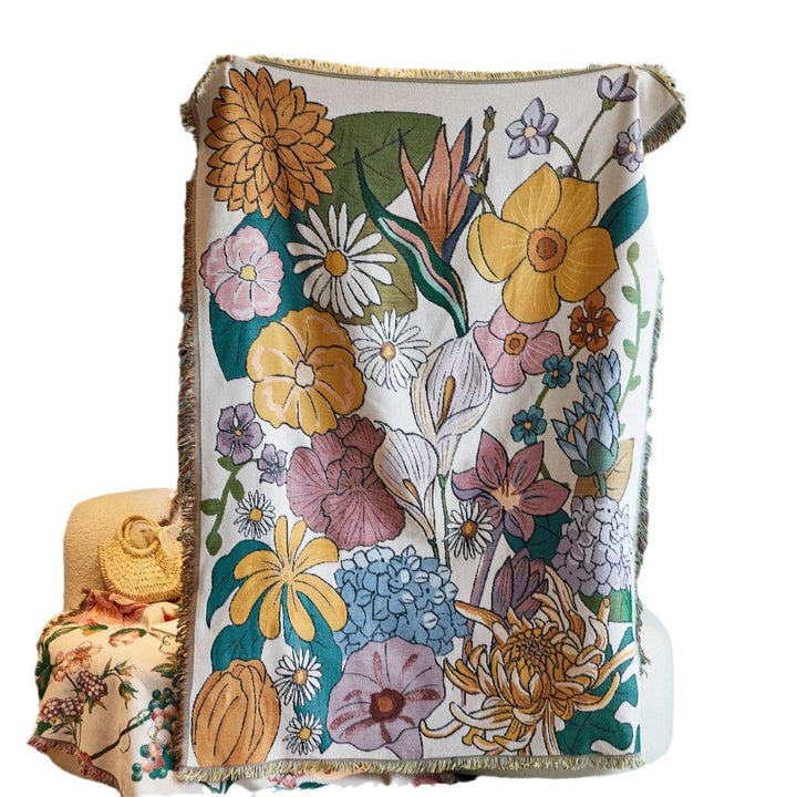 Floral Patterned Tapestry Blanket
