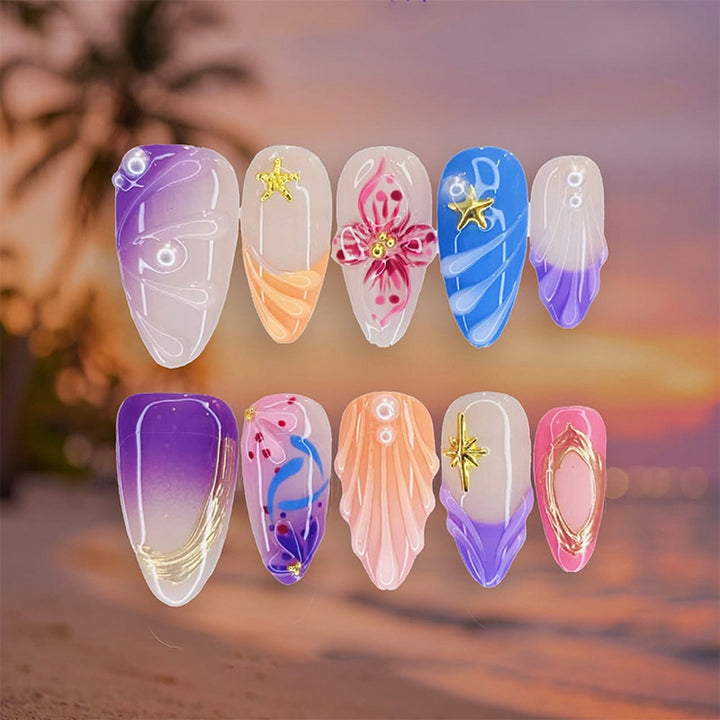 Creative nail art set with floral and glamorous embellishments Kalsten