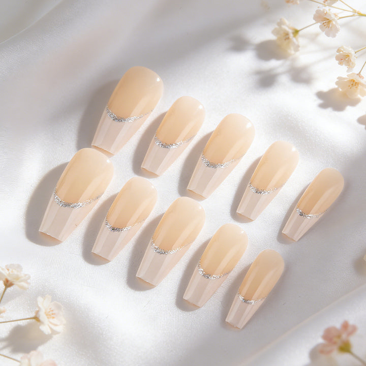 Elegant Press-On Nail Set with Rhinestone Accents Kalsten