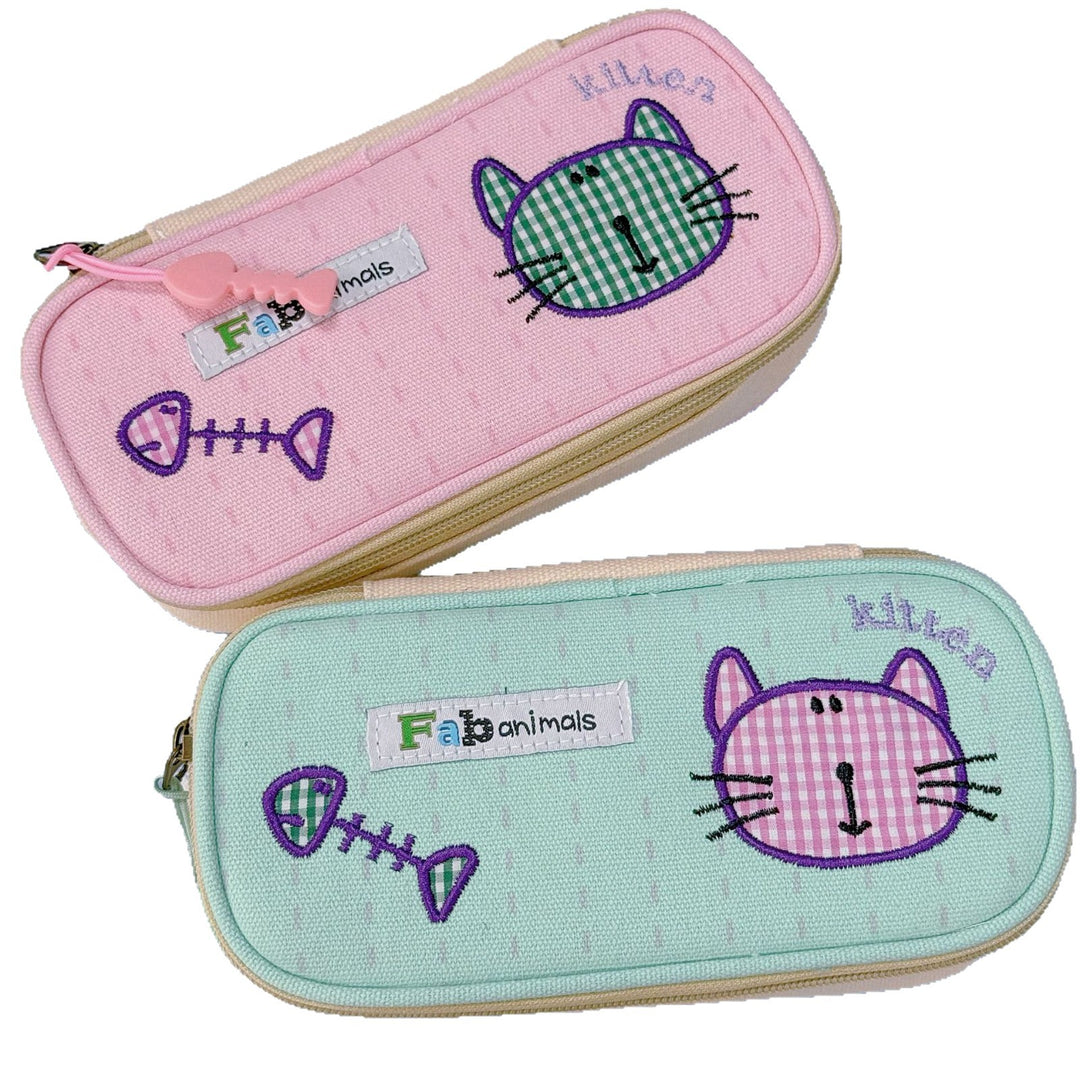 Cute Cat-Themed Zippered Pencil Case