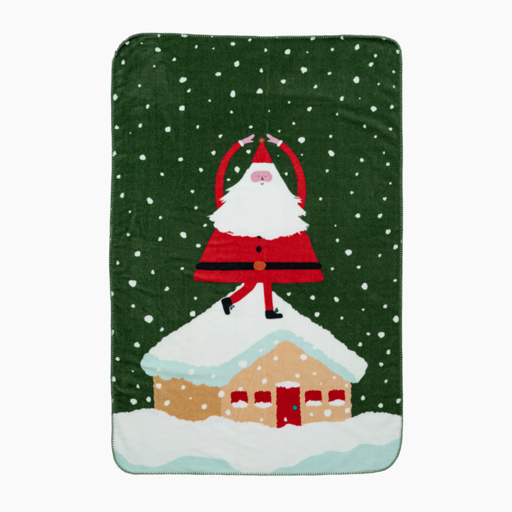 Soft Christmas fleece blanket with gift and gingerbread motif Kalsten