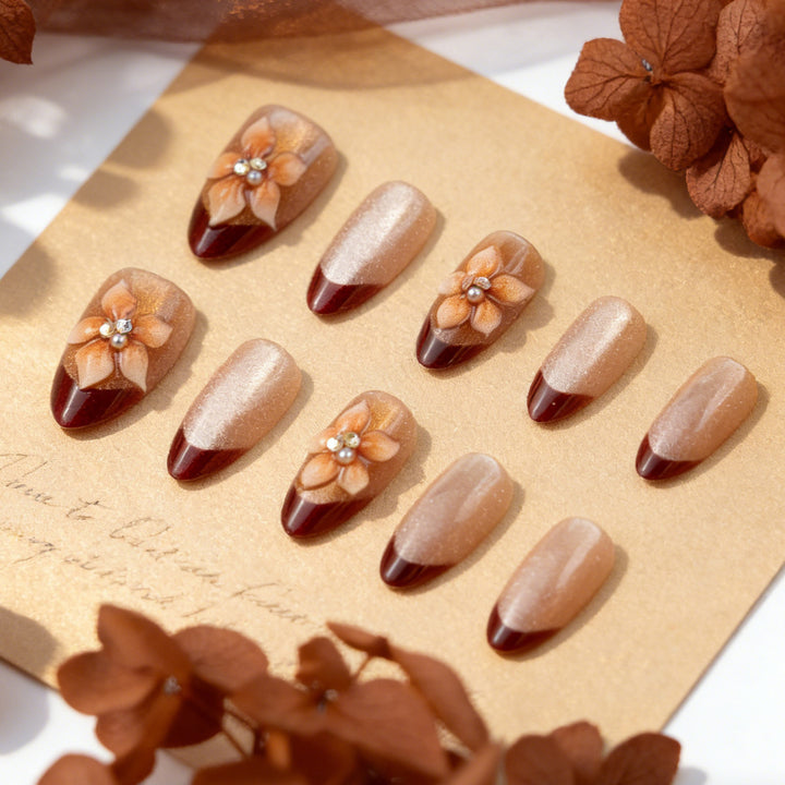 Premium Artificial Nails with Floral Accents Kalsten
