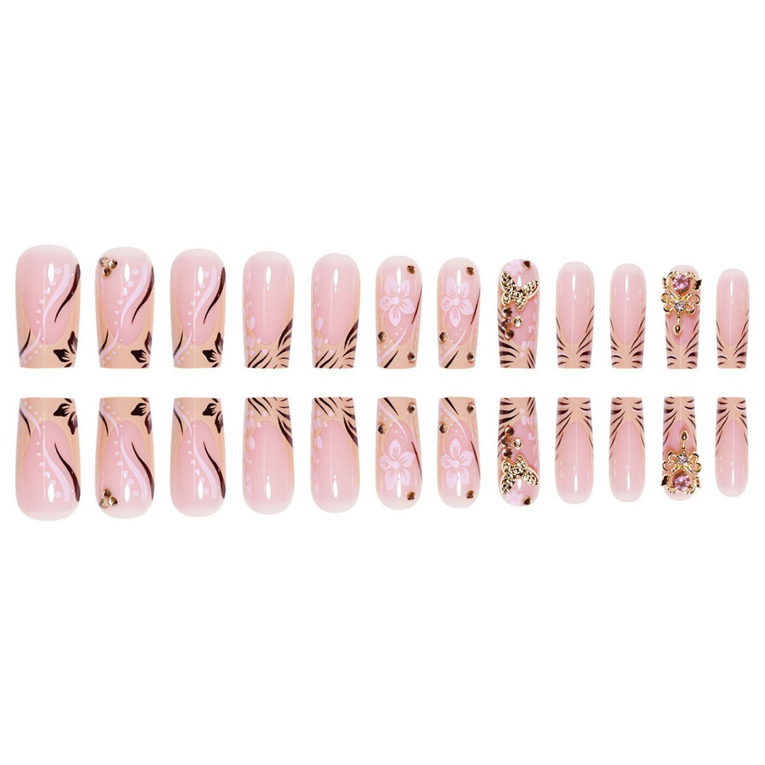 Artistic Floral Embellished Press-On Nails Kalsten