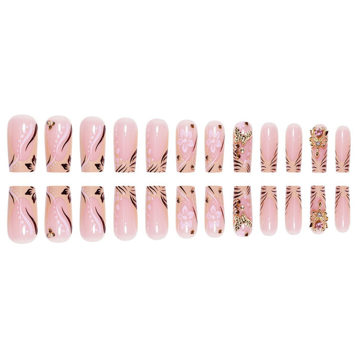 Artistic Floral Embellished Press-On Nails Kalsten