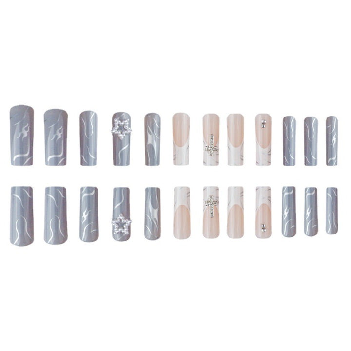 Stylish Long Acrylic Nail Extensions with Gem Accents Kalsten