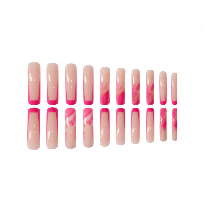 Trendy Long Marble Effect Press-On Nails Kalsten
