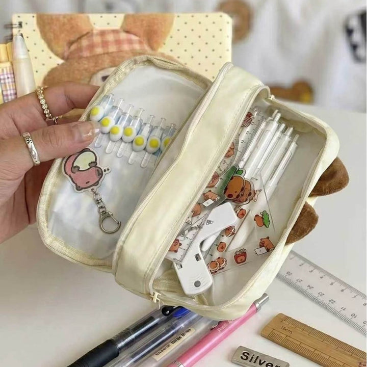 Plush Animal-Themed Zippered Pen Pouch
