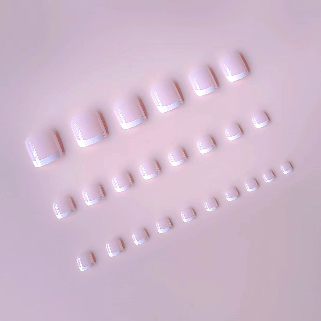 Artificial nail set with elegant French tip design Kalsten