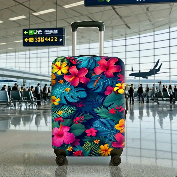 Women's Hard Shell Suitcase with Tropical Flower Pattern Kalsten
