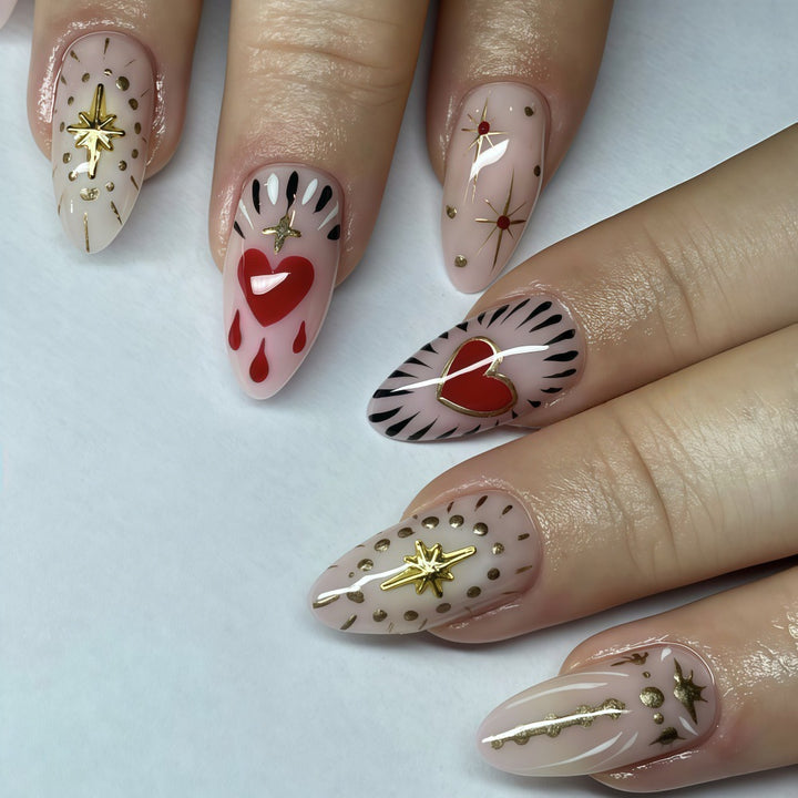 Nail art with glitter and heart decoration Kalsten