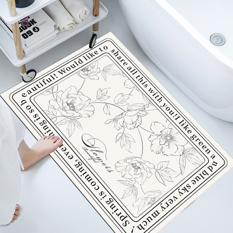 Floral-Themed Bathroom Mat