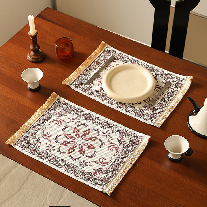 Short-pile decorative bathroom and runner carpet in oriental medallion style with fringes Kalsten