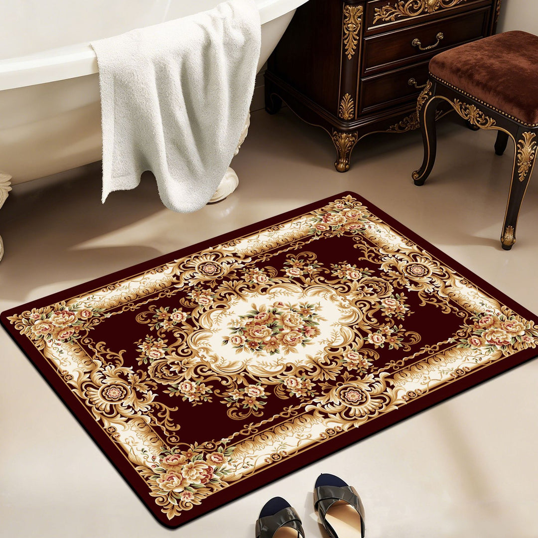 Vintage Floral Design Bath Mat Kalsten
