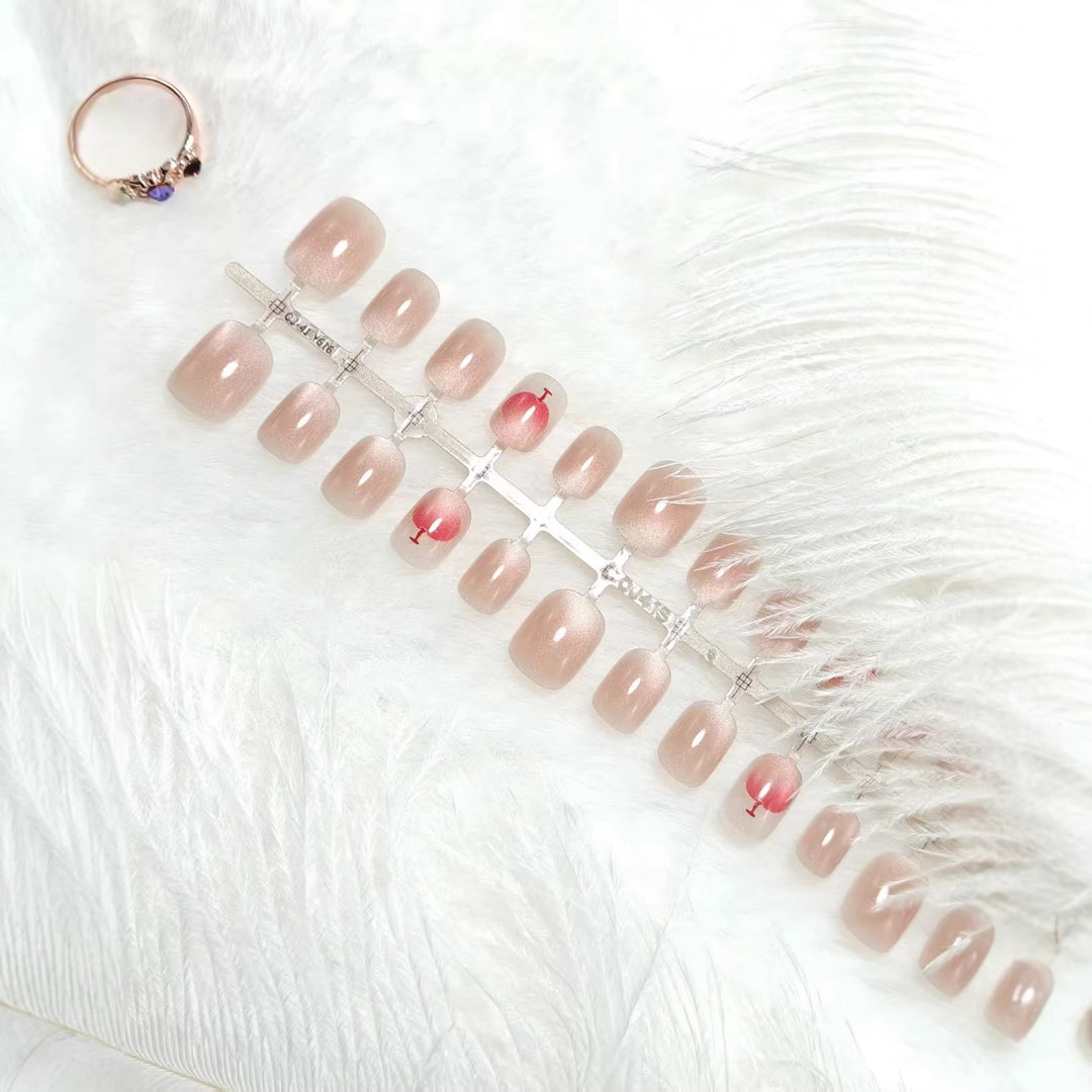 Artificial nails with elegant gradient and glitter accent design Kalsten