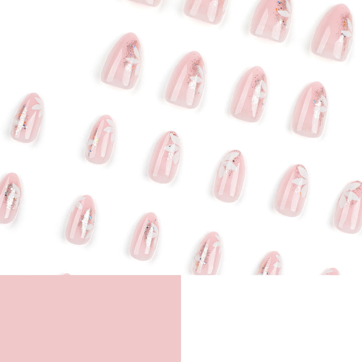 Premium Nail Art with Floral Design and Glitter Accents Kalsten
