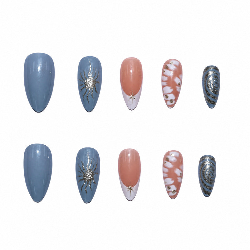 Elegant Premium Artificial Nails with Floral and Glitter Designs Kalsten