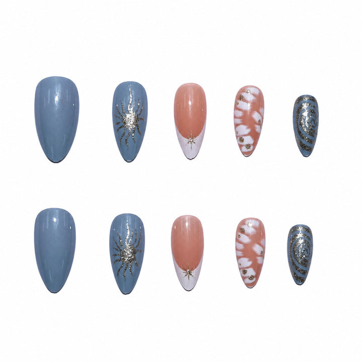 Elegant Premium Artificial Nails with Floral and Glitter Designs Kalsten