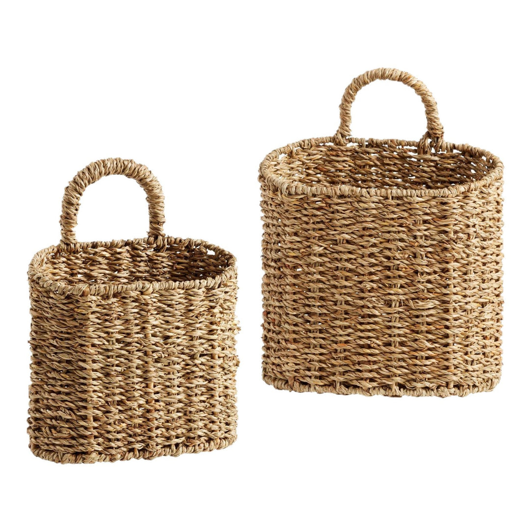 Handwoven Storage Basket with Durable Leather Handles Kalsten