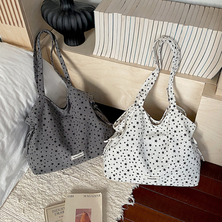 Casual Star-Patterned Tote Bag