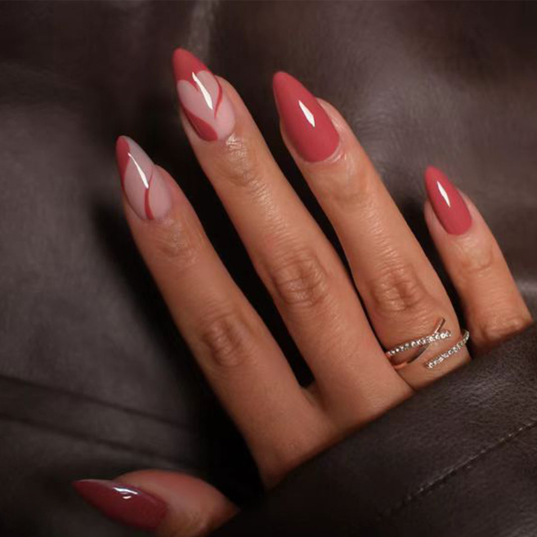 Elegant Stiletto Press-On Nails with Artistic Graphic Design Kalsten