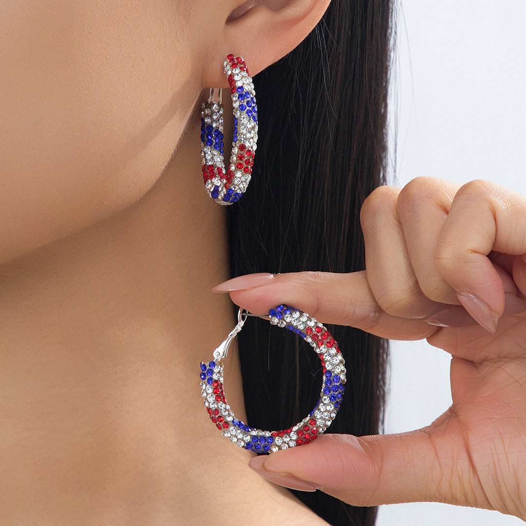 Women's nan pave rhinestone encrusted hoop earrings with secure leverback closure Kalsten