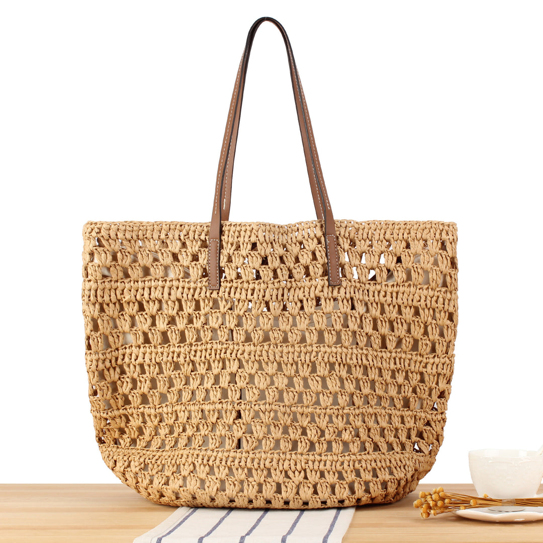 Handbag Made of Hand-Knotted Natural Material with Sturdy Leather Handles Kalsten