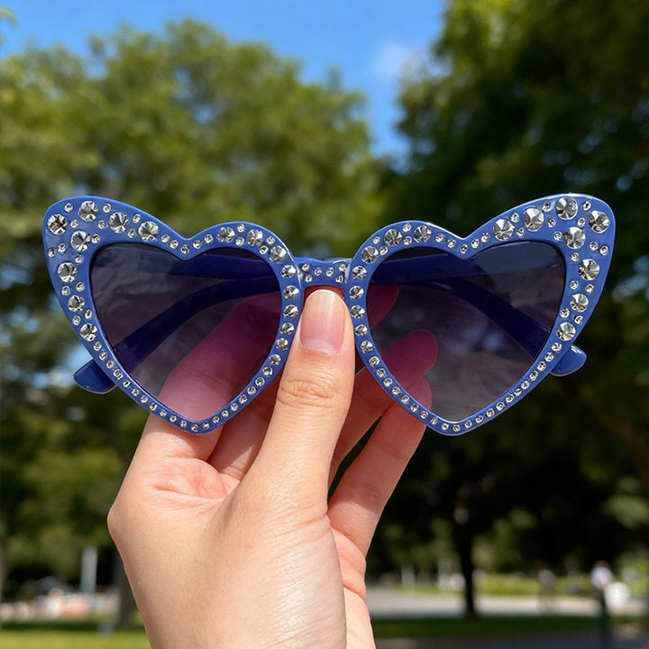 Rhinestone-Accented Heart-Shaped Sunglasses Kalsten