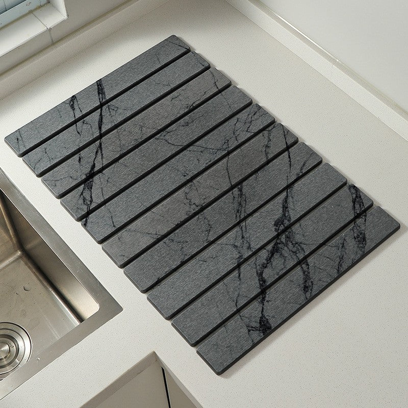 Decorative Marble Striped Kitchen Drying Mat