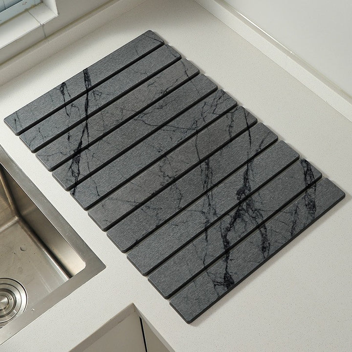 Decorative Marble Striped Kitchen Drying Mat