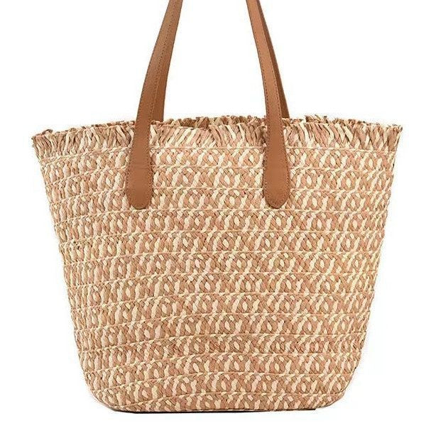 Multifunctional Basket Shopper with Elegant Leather Handles Kalsten