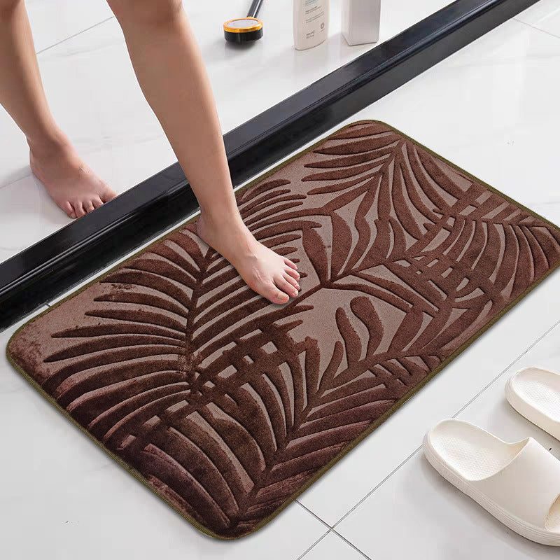 Tropical Leaf Design Memory Foam Bath Mat Kalsten